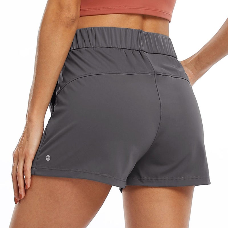 Willit Womens Athletic Hiking Running Shorts for Women Yoga Workout Gym Quick Dry Shorts with Pockets Deep Gray M - Image 3
